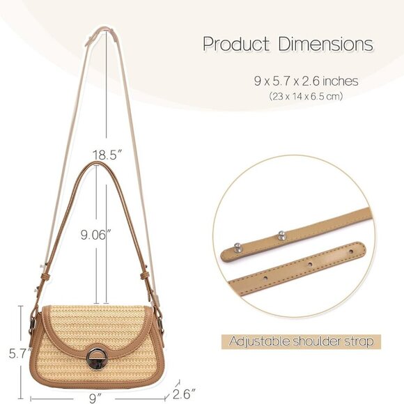 Straw Crossbody Bag for Women Small Shoulder Handbag Fashion Hobo Bag Trendy Und - Picture 2 of 7